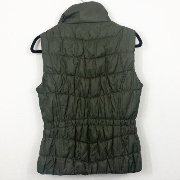 Coldwater Creek Green Textured Puffer Vest XS 4-6 Full Zip Collared Pockets - Picture 3 of 8